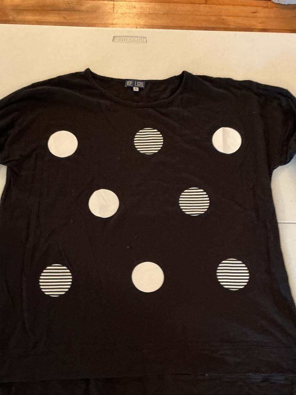 Polka Dot Crewneck Short Sleeve Tee - Black/White